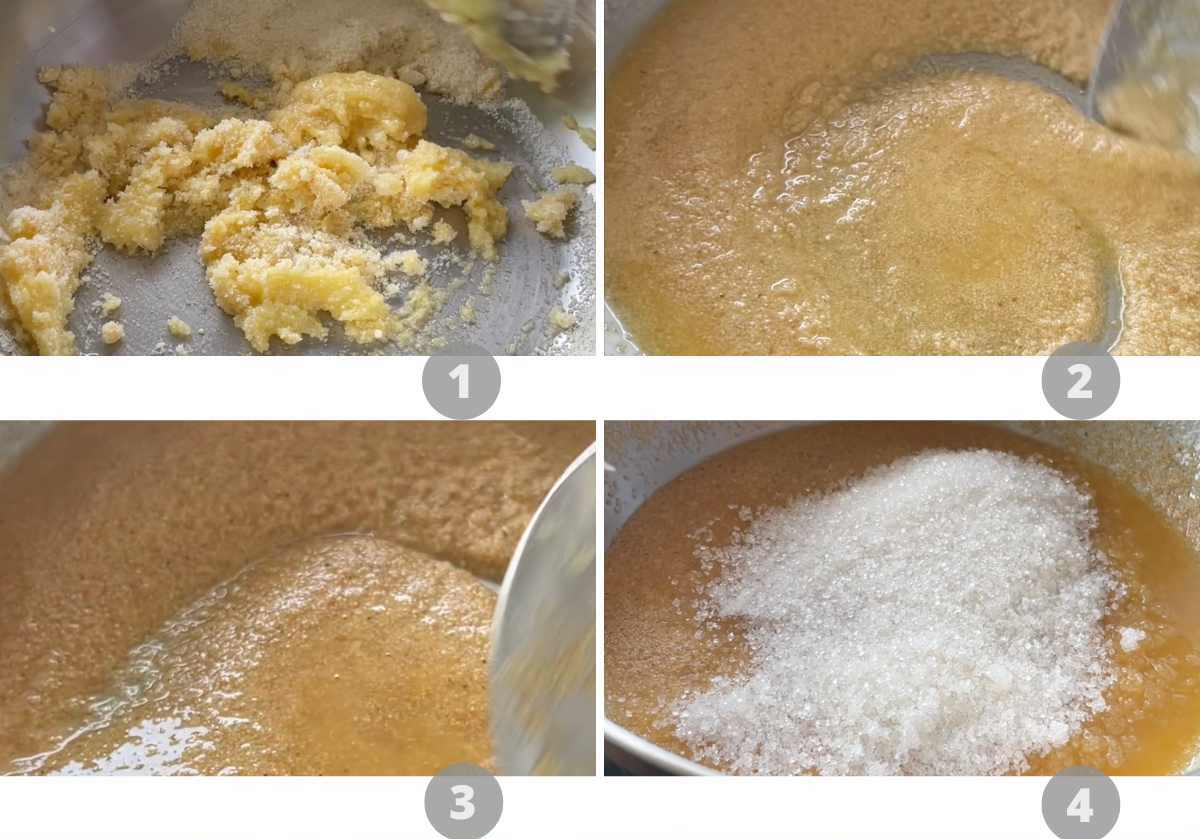 Step by step picture collage showing how to make Sooji halwa