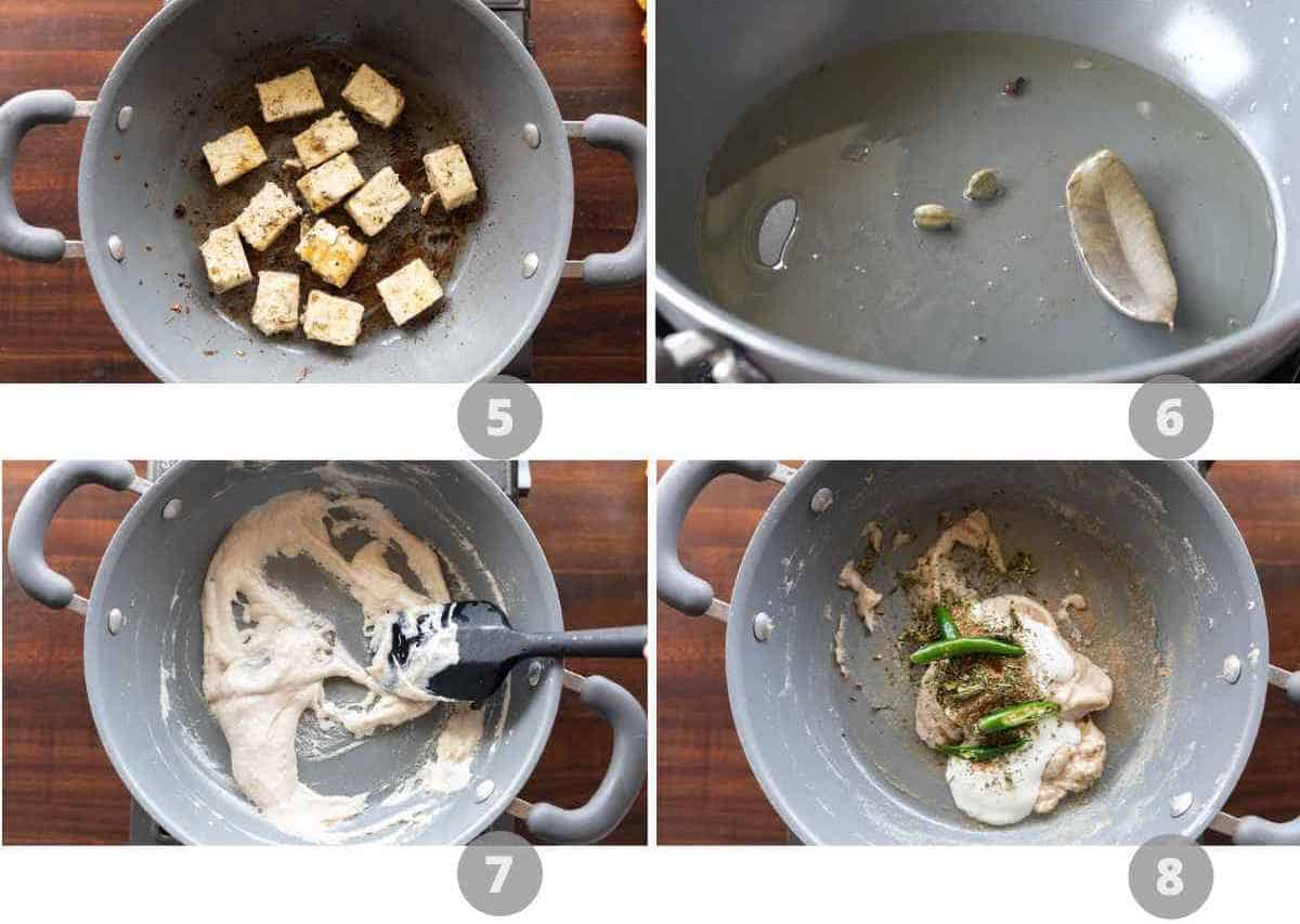 Step by step picture collage showing how to make paneer kali mirch