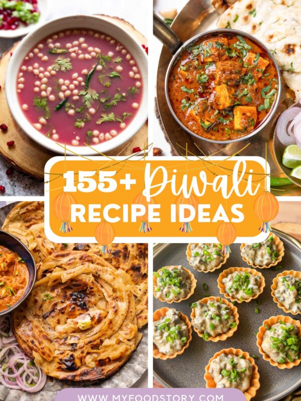 a collage of four diwali recipes with text overlay