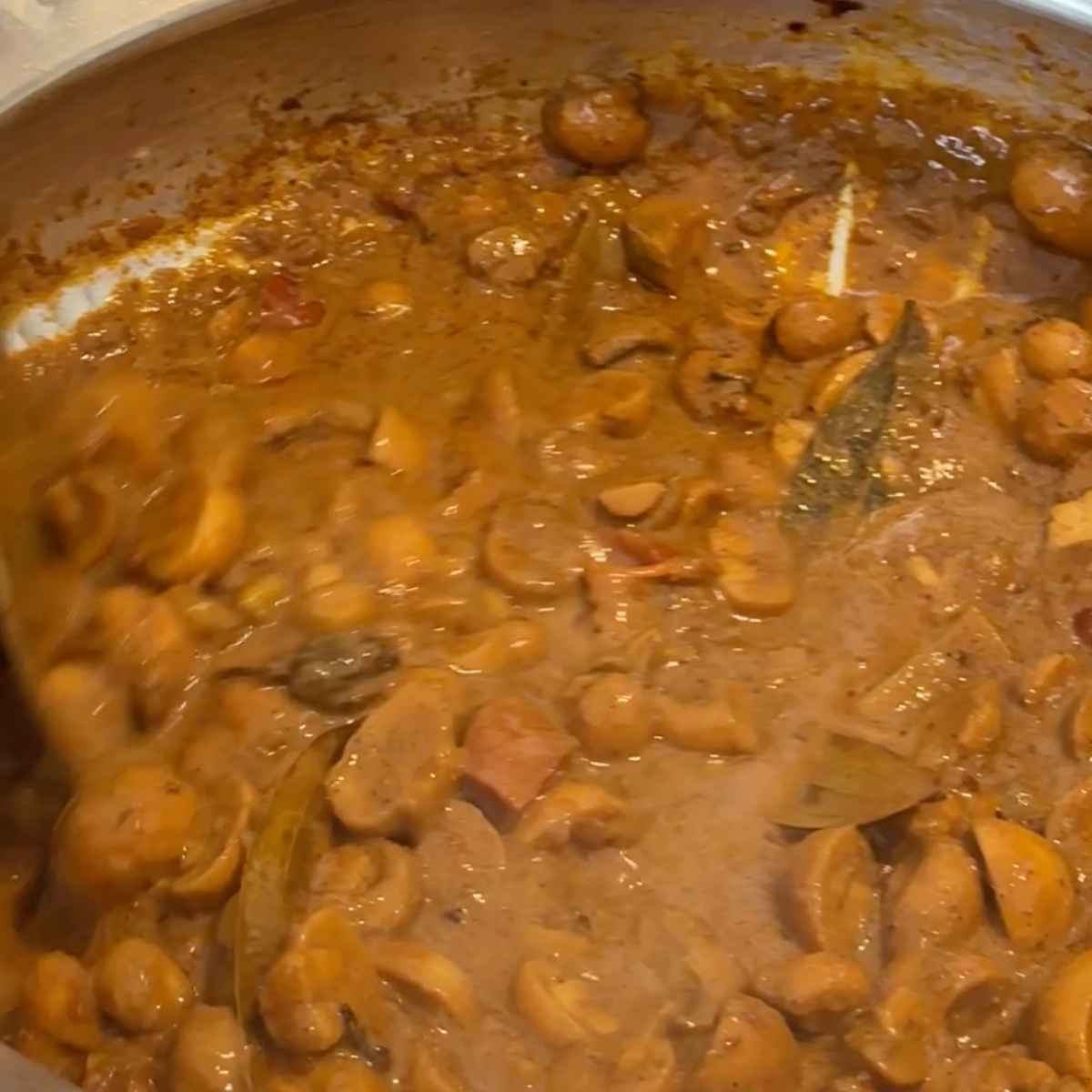 mushroom biryani step 3 - cooking mushrooms