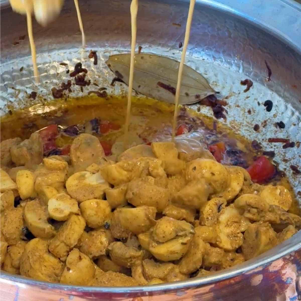 mushroom biryani step 3 - cooking mushrooms