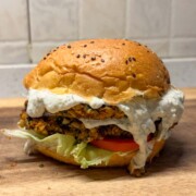 crispy veggie burger ready to be served