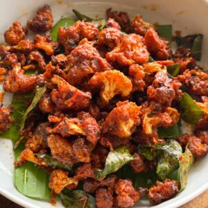 air fryer gobi 65 served in a white bowl